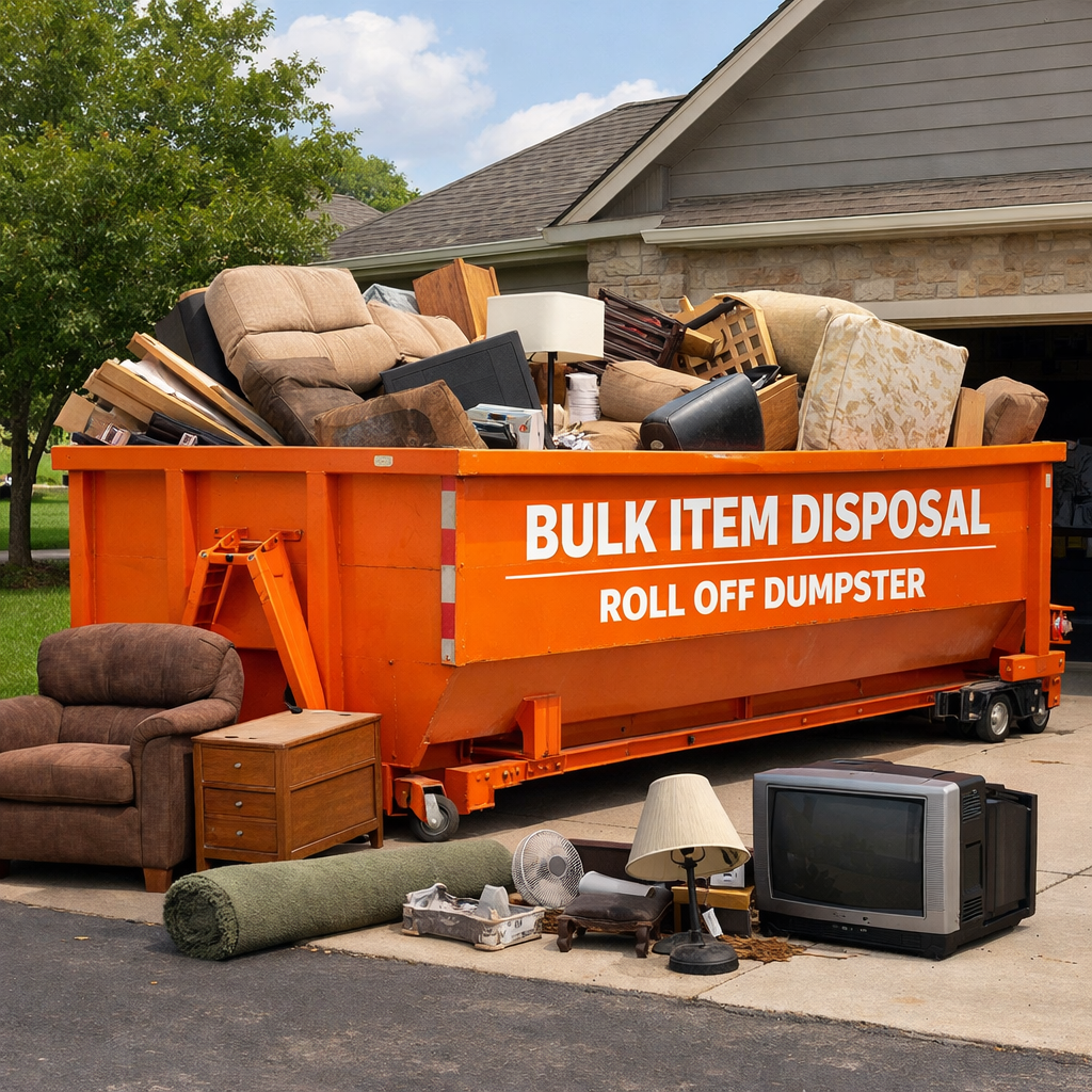 Bulk item disposal dumpster rental Kansas City roll off container for large item debris
