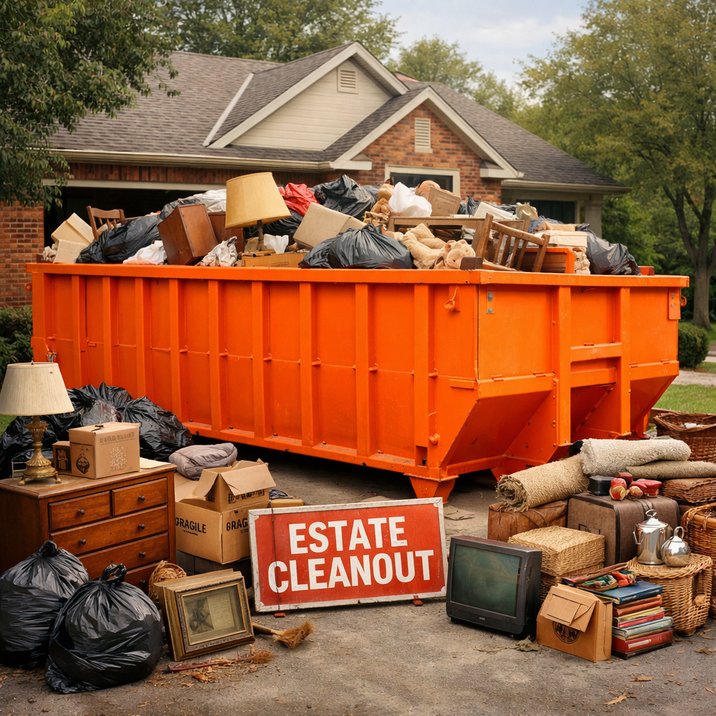 Estate cleanout dumpster rental Kansas City roll off dumpster container for property clearing debris