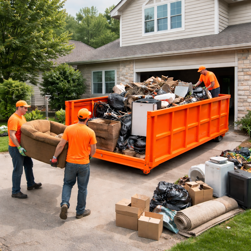 Trash and junk dumpster bin rental Kansas City roll off dumpster container